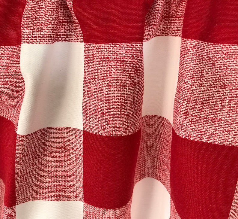Valance Red and White Buffalo Check Plaid Window Treatment 53 Etsy