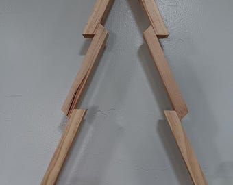 Wooden Christmas Tree Standing Christmas Decor Handmade Wood Holiday Winter Shelf Mantle Decor