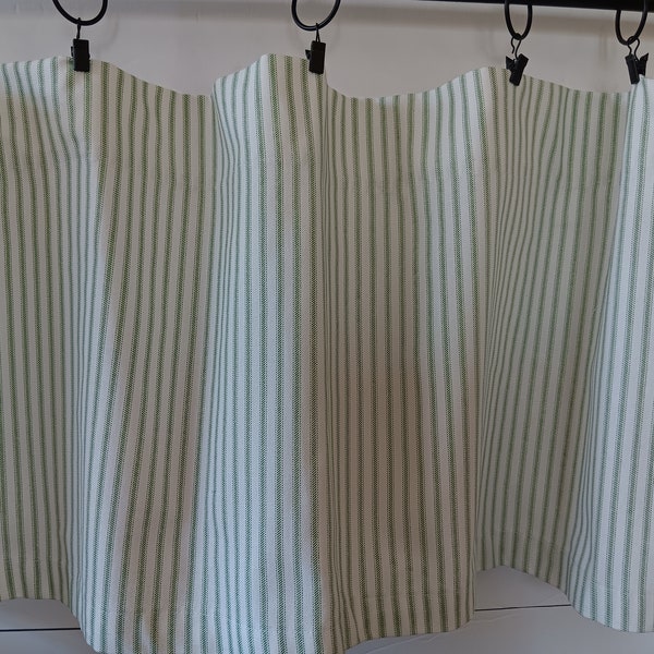 Green and White Ticking Stripe/Curtains/Valances/Cafe/Tiers/Sink Skirt/Premier Prints Fabric/ Cotton/Farmhouse/Cottage/Boho/Lodge