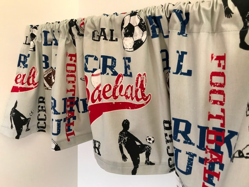 Valance Sports Theme Custom Made Window Treatment Light Gray Etsy