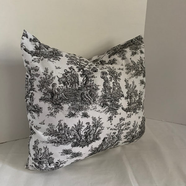 Pillow Cover Small Toile Black and White, Farm decor, CHOOSE SIZE