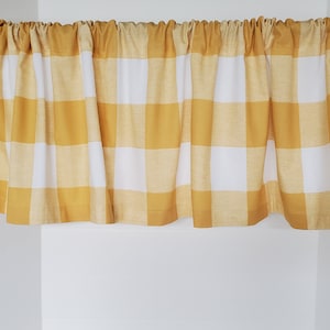 Valance Yellow and White Buffalo Check Plaid Window Treatment 53 Inches ...