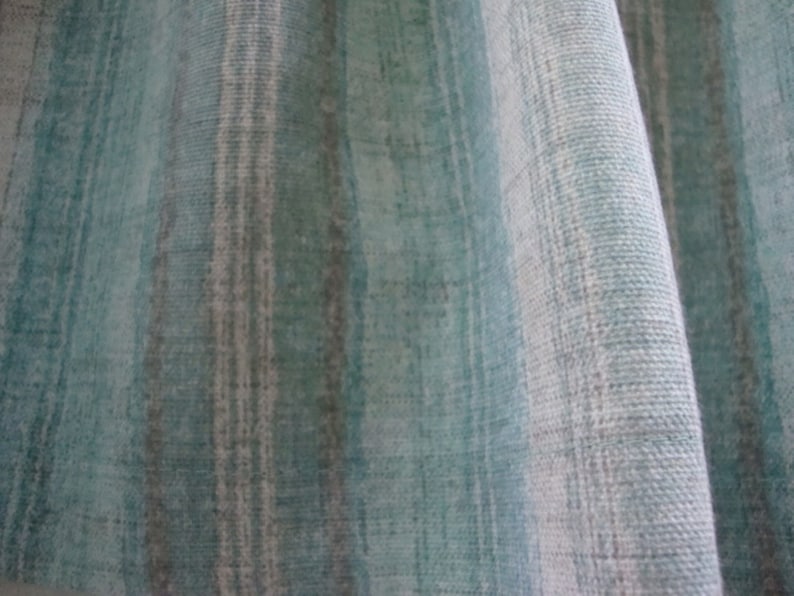Valance Teal Gray and White Muted Stripe Custom Made Window Treatment 42/'W x 14 L