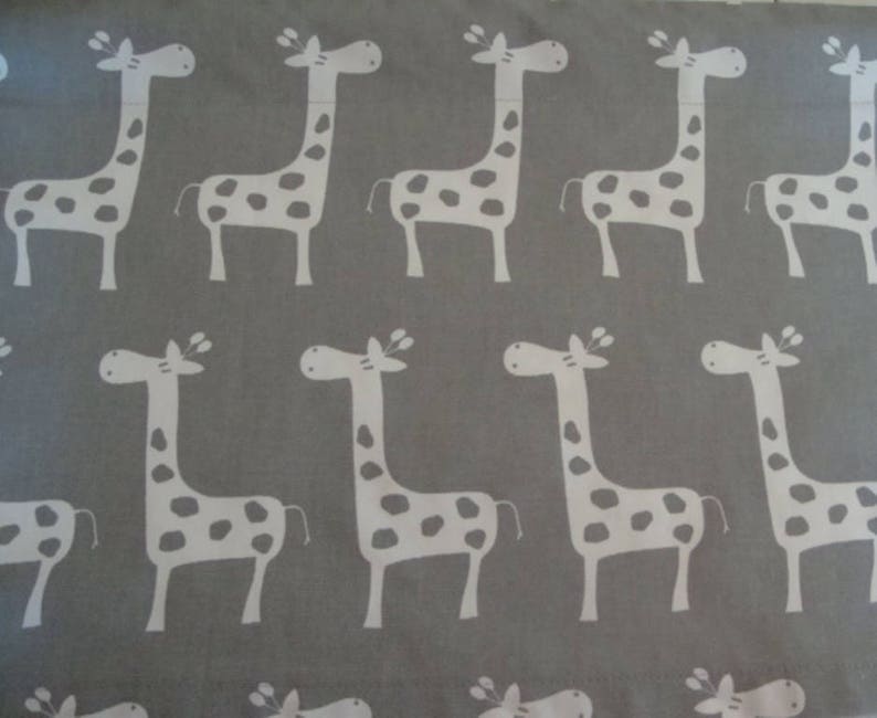 Valance Gray and White Giraffe Window Treatment Nursery Classroom Kids Room 53 W x 14 L