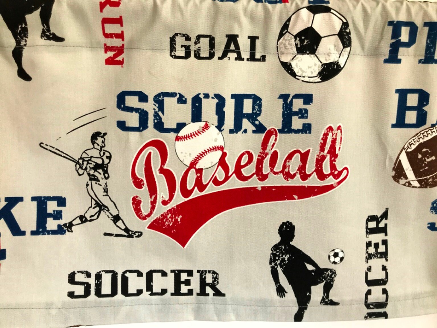 Valance Sports Theme Custom Made Window Treatment Light Gray Etsy