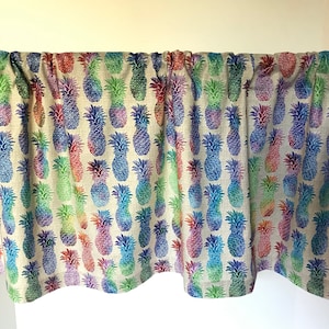 Valance Multi Color Pineapples Ombre Custom Made Window Treatment