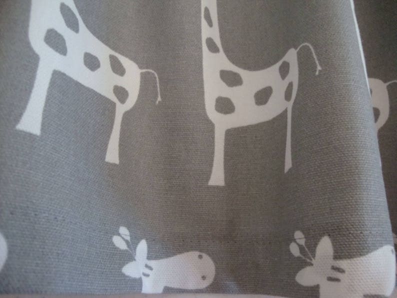 Valance Gray and White Giraffe Window Treatment Nursery Classroom Kids Room 53 W x 14 L