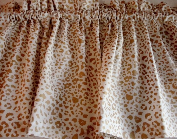 Valance White With Gold Leopard Cheetah Print Curtain Window Etsy