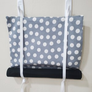 Classroom Door Window Curtain Gray with Large Polka Dots Roll Up Security Drill