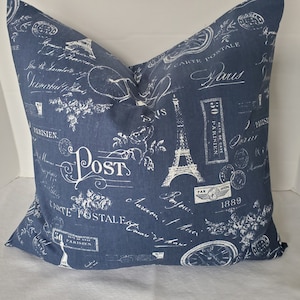 Örngott Marinblått och vitt Franskt lantligt Paris-tema Eiffeltornet/Välj storlek