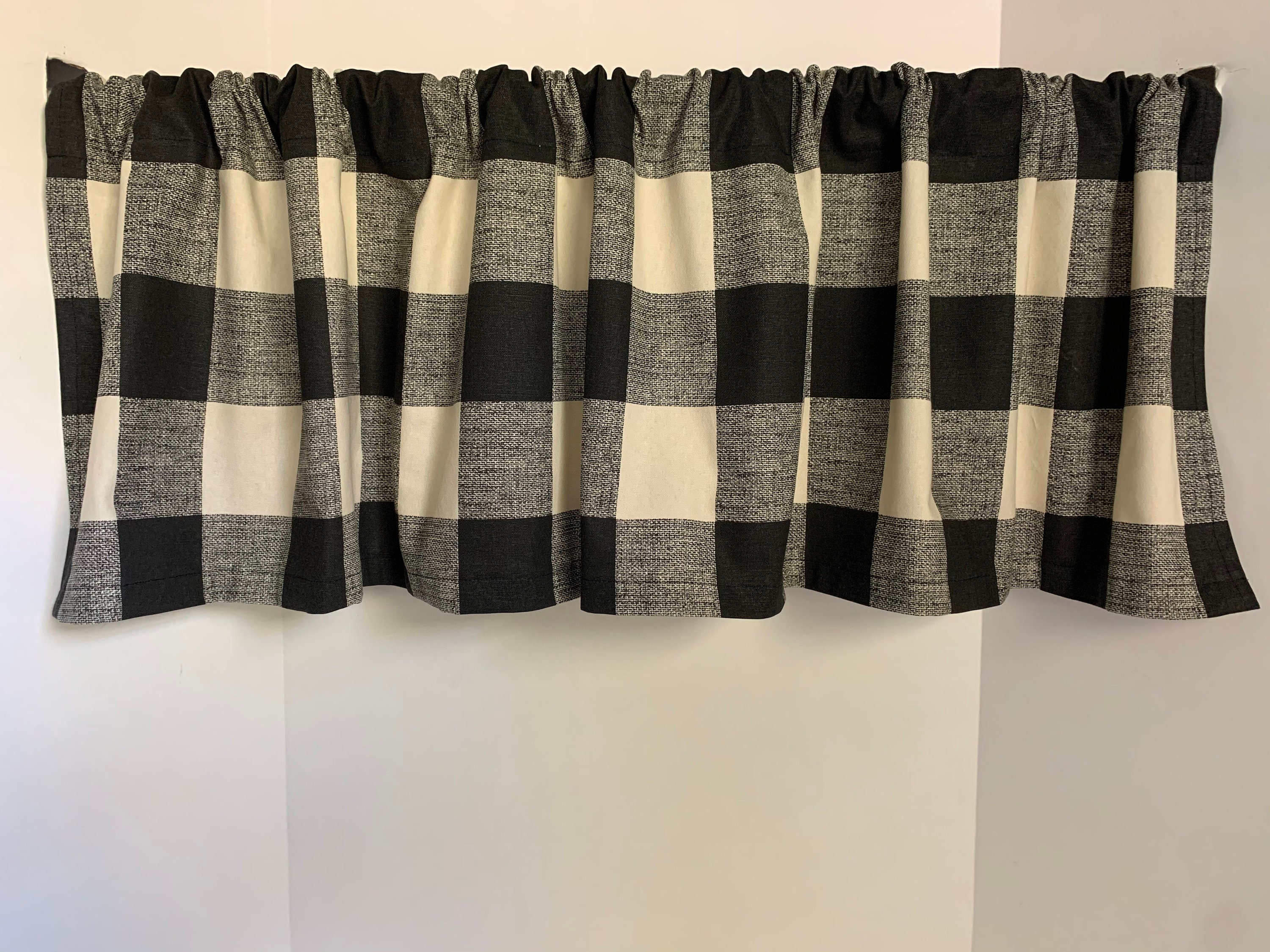 Valance Black and Linen Buffalo Check Plaid. Custom Made. Etsy