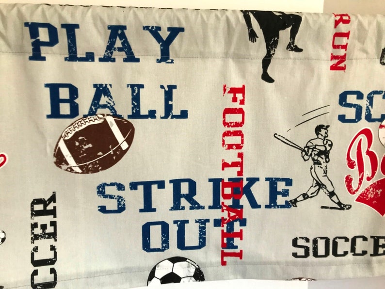 Valance Sports Theme Custom Made Window Treatment Light Gray Etsy