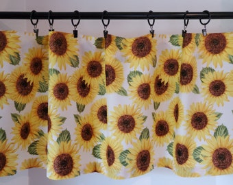 Valance Sunflowers on White Background Window Treatment 42" W x 14" L