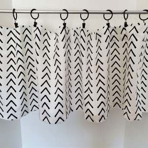 Valance White Black Arrows Mud Cloth Design Background Custom Made Window Treatment 53 Inches W x 14 Inches L