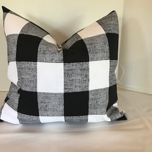 Pillow Cover Buffalo Check Plaid Black and White Farmhouse Choose Size Custom Made