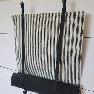 Classroom Door Window Curtain Roll Up Security Black and White Ticking Stripe