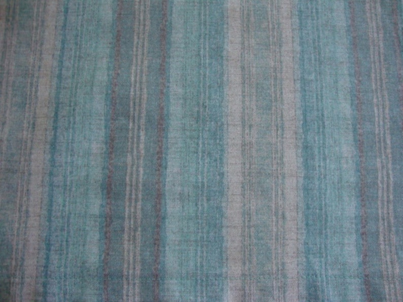Valance Teal Gray and White Muted Stripe Custom Made Window Treatment 42/'W x 14 L