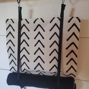 Classroom Door Window Curtain Roll Up White and Black Mudcloth Design Arrows Tribal