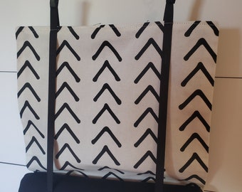 Classroom Door Window Curtain Roll Up White and Black Mudcloth Design Arrows Tribal