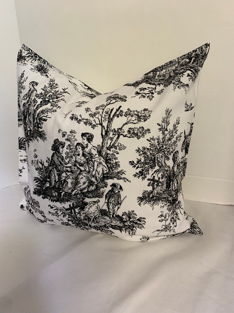 Pillow Cover Black and White Toile CHOOSE SIZE Farmhouse Etsy