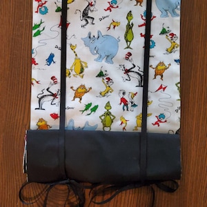 Classroom Door Window Curtain Roll Up Dr. Seuss Characters on White Background