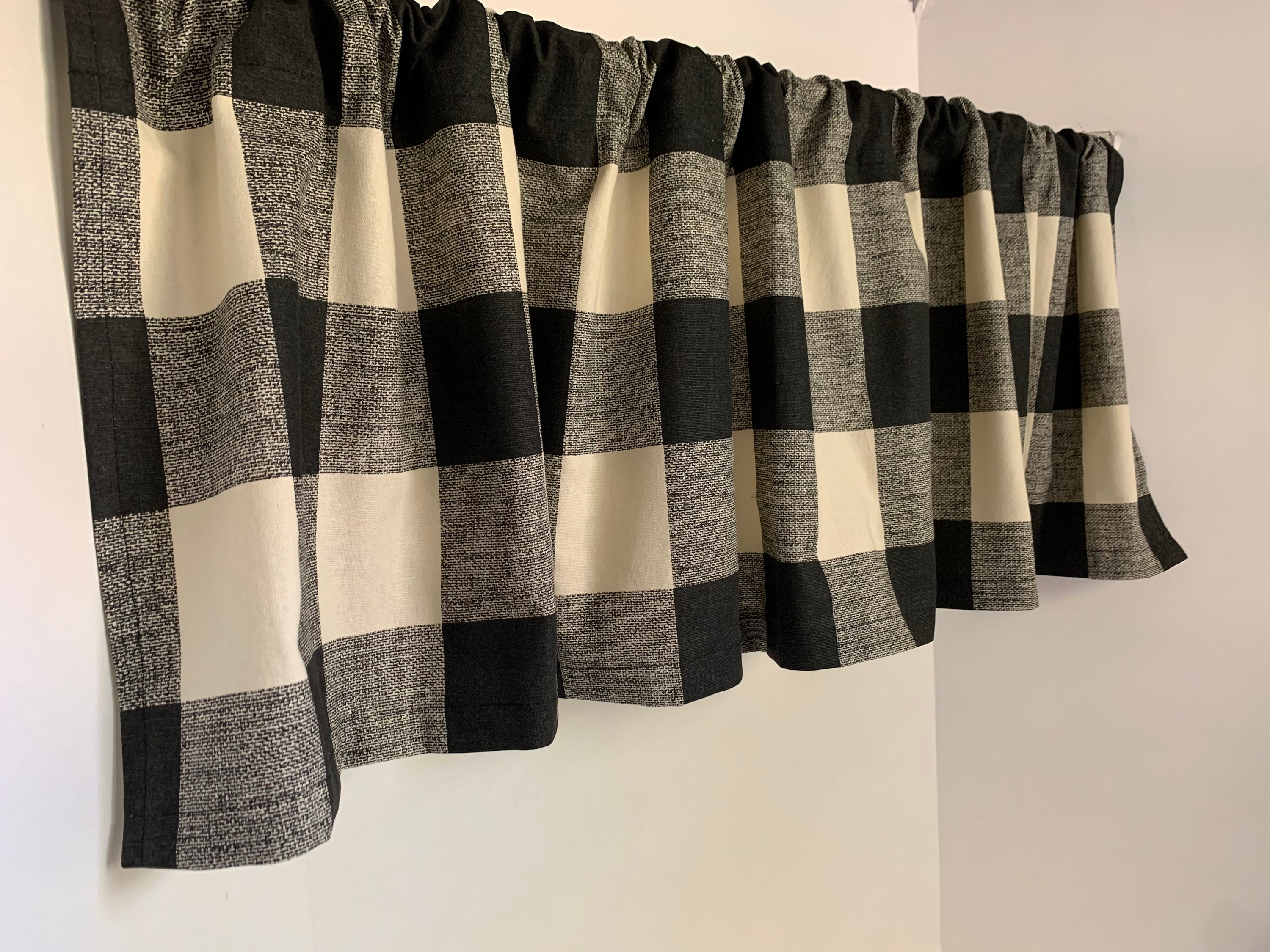 Valance Black and Linen Buffalo Check Plaid. Custom Made. Etsy
