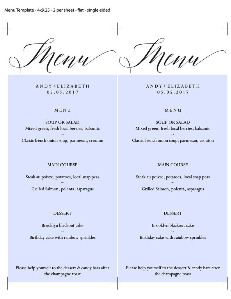 Editable Menu Templates Free