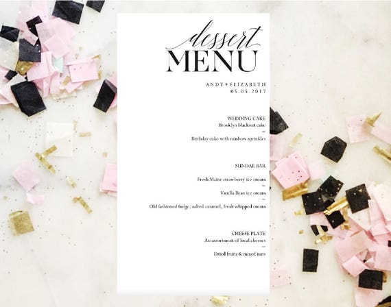 wedding dessert menu template dessert bar instant download etsy