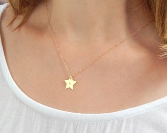 Gold star necklace, custom monogram necklace, minimalist initial necklace, gold personalised star charm, gold filled, dainty gift for her