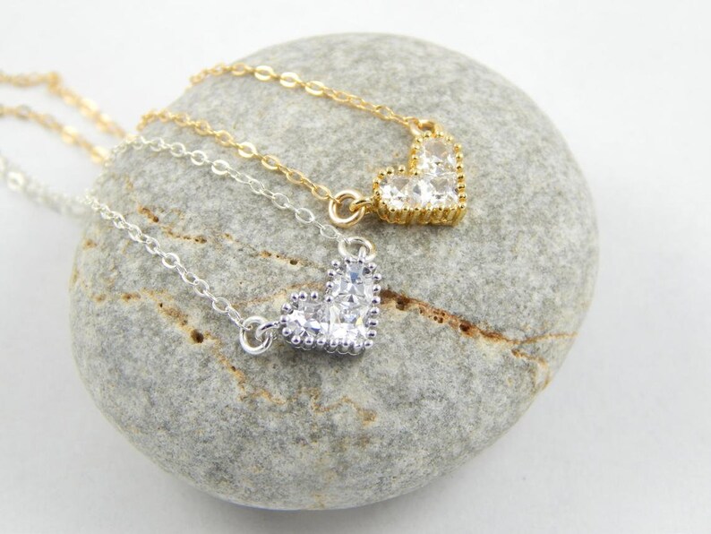 mini heart small minimalist gift for her crystal bracelet cubic zirconia heart charm Dainty heart bracelet cz heart gold love bracelet
