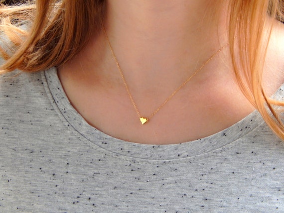 Dainty Heart Necklace Tiny Heart Simple 