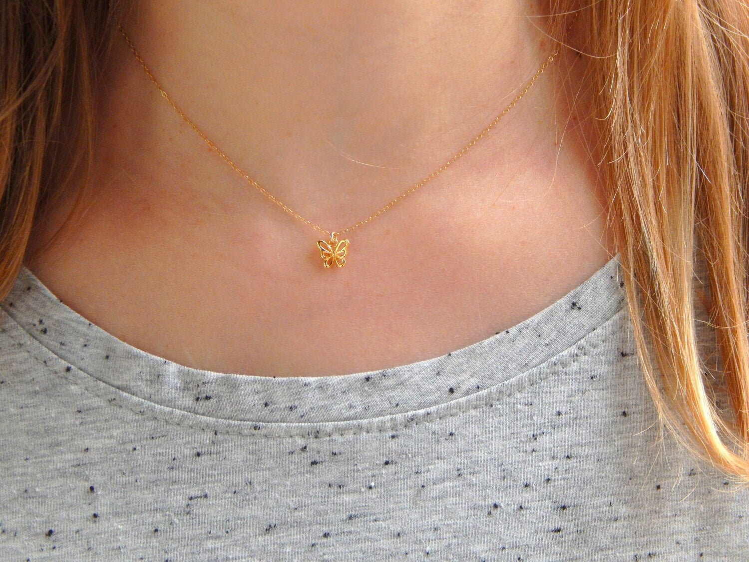 Butterfly Necklace Gold Filled Small 