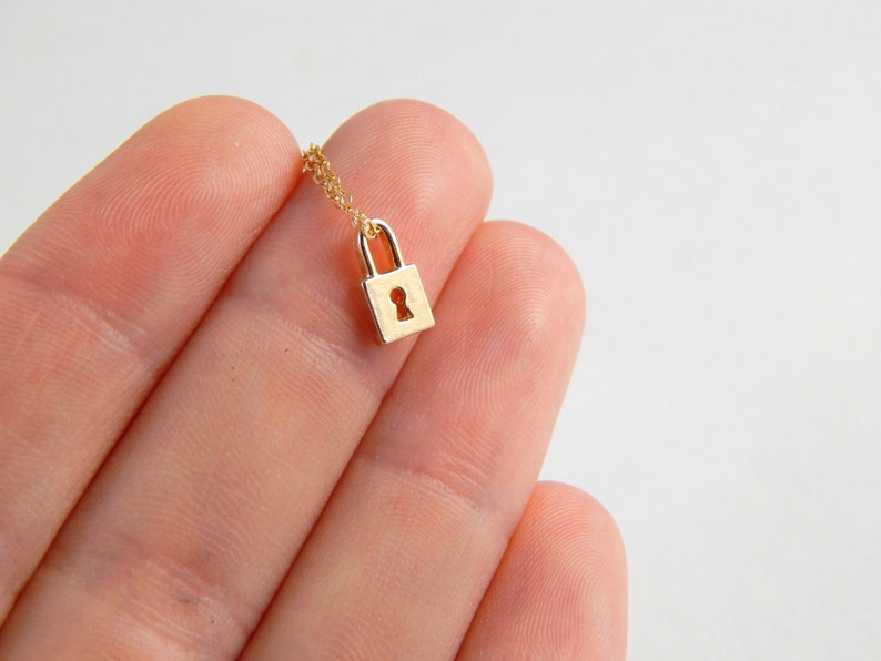 Gold dainty key lock necklace 14 gold chain with Limited time sale Limited time trial price kt filled