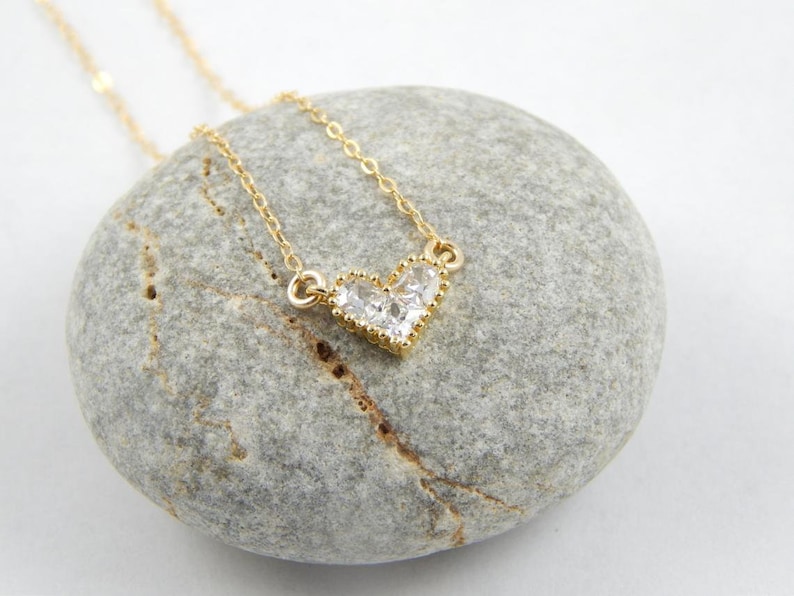 mini heart small minimalist gift for her crystal bracelet cubic zirconia heart charm Dainty heart bracelet cz heart gold love bracelet