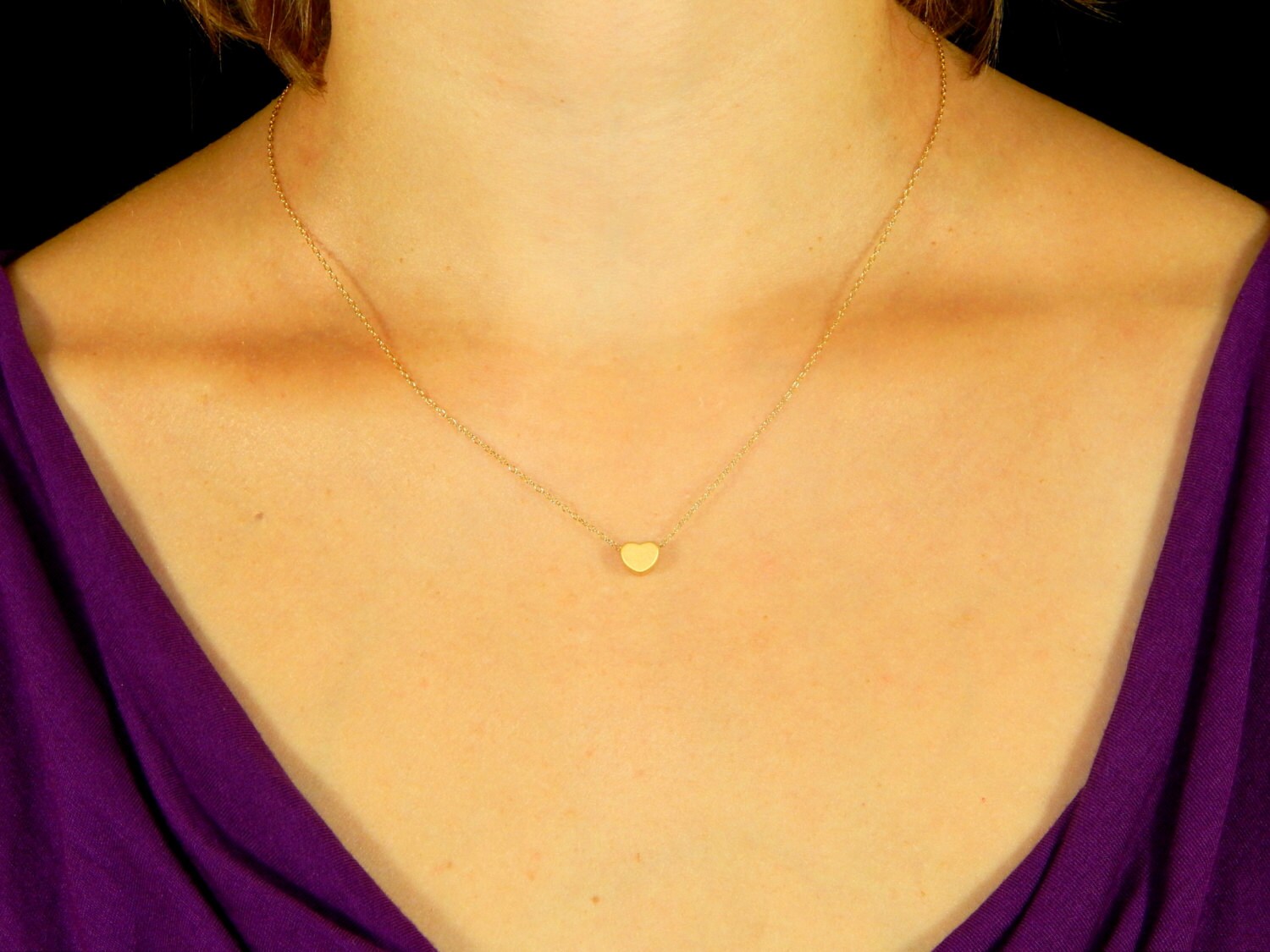 Small Gold Heart Necklace Gold Necklace Heart Necklace Love Etsy