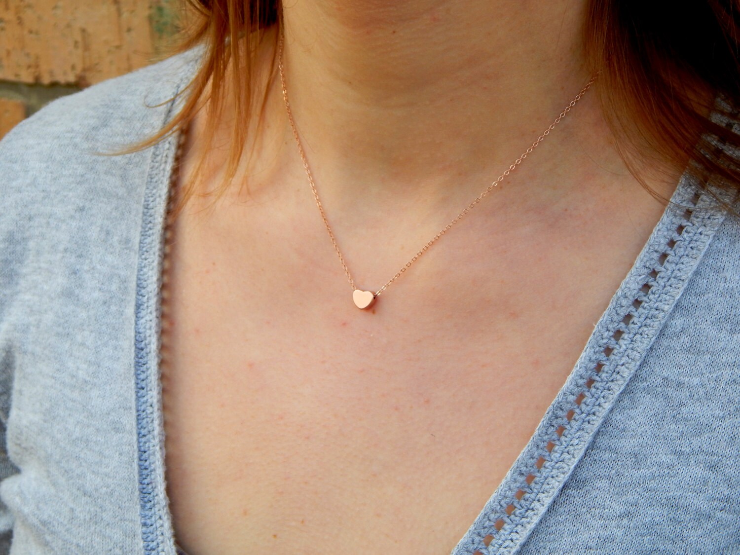 Heart Necklace Rose Gold Necklace Heart 