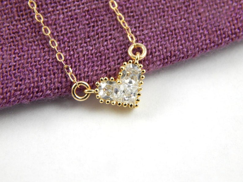 mini heart small minimalist gift for her crystal bracelet cubic zirconia heart charm Dainty heart bracelet cz heart gold love bracelet