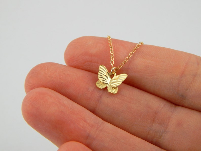 Small gold butterfly charm necklace tiny butterfly necklace Etsy