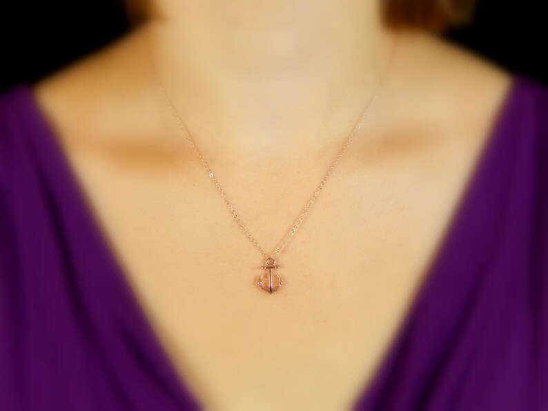 Anchor Necklace Small Rose Gold Anchor Necklace Tiny Ancor Etsy