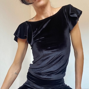 Stretch Top With Butterfly Sleeves In Velvet Chenille in 9 Colors, Customize Top To wear With Deep Neckline In Front Or Back Side,Winter Tee