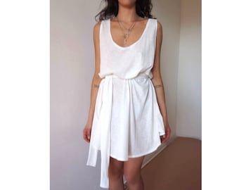 Women's Cotton Mini Dress / Loose Mini Tank Dress / Wide Dress With Belt In Linen/ Summer Mini Dress In A Lot Of Colors And Fabrics