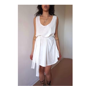 Women&#39;s Cotton Mini Dress / Loose Mini Tank Dress / Wide Dress With Belt In Linen/ Summer Mini Dress In A Lot Of Colors And Fabrics