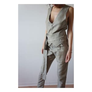 Ensemble d'été pour femmes en coton ou en ligne / Costume en lin pour femmes / Ensemble d'été en lin / Look total en coton / Gilet Pantalon & Sac banane