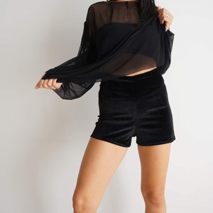 Stretch Velvet Chenille Shorts / Hight Waist Culottes / High Waisted Velvet Hot Pants / Customize Shorts Long And Wide As You Like