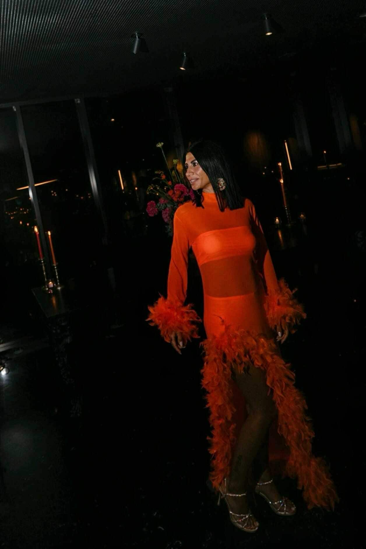 neon orange latex dress Neon Glow-Dress (Orange)