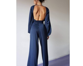 navy blue romper pants