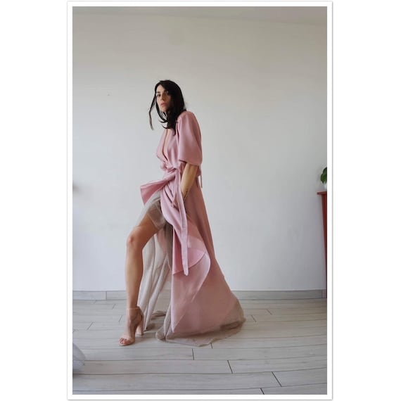 bridesmaid dress with overskirt Long Asymmetrical in Chiffon, Long Infinity Dress, Dress, Removable Overskirt, Asymmetrical Padded Shoulders SIR. Chiara Maxi Dress Overskirt;Floral;Bowknot Sleeve Colour:BURGUNDY ST1096