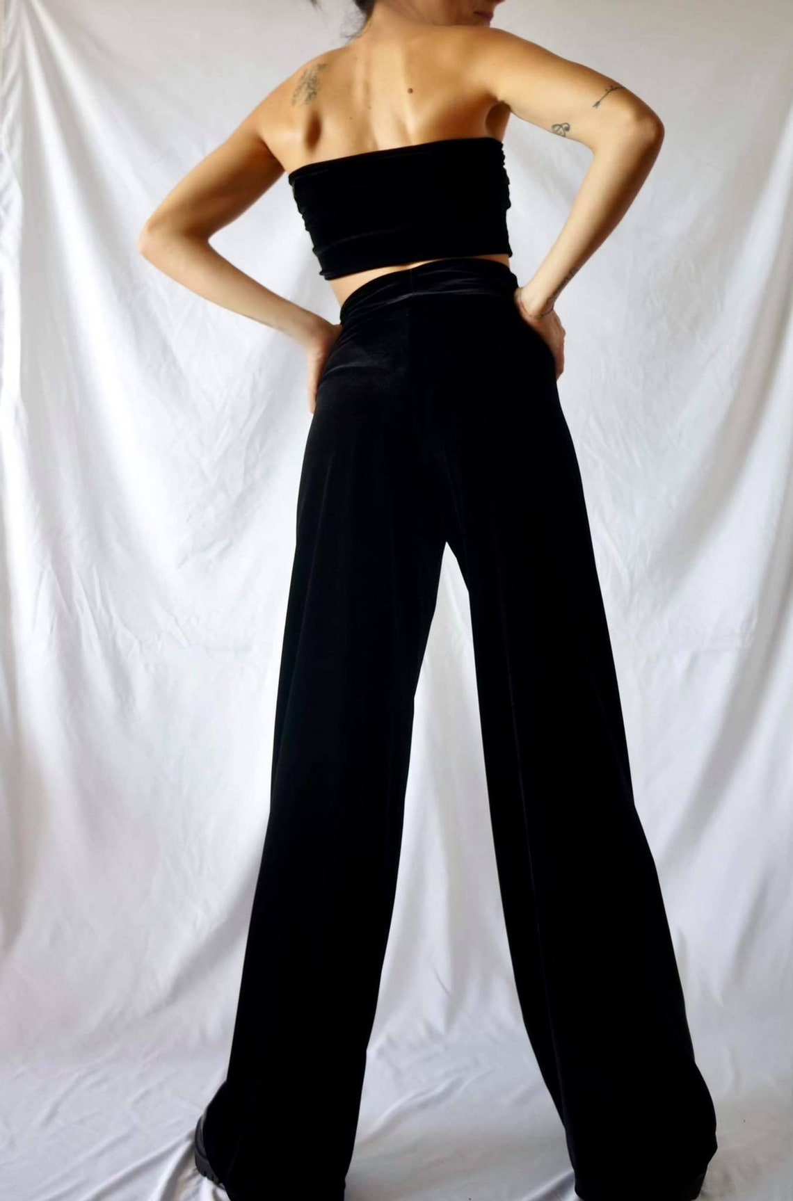 Black Velvet Wide Leg Pants main image 0