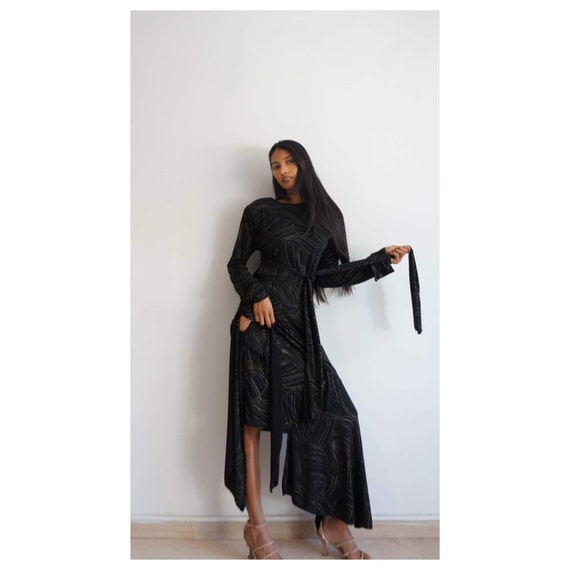 Asymmetric Midi Dress, Long Sleeves Midi Dress, Black & Gold Shoulder Pad Dress, Cut Out Dress,long Dress in Stretch Jersey, Customize Dress - Etsy Finland Asymmetric Midi Dress, Long Sleeves Midi Dress, Black & Gold Shoulder Pad Dress, Cut Out Dress,long Dress in Stretch Jersey, Customize Dress - Etsy Finland
