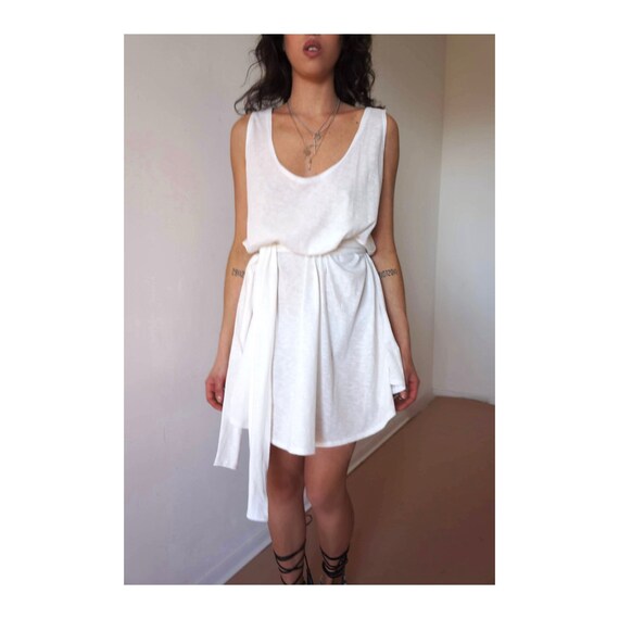 Women's Cotton Mini Dress / Loose Mini Tank Dress / Wide Dress with Belt in Linen/ Summer Mini Dress in A Lot of Colors and Fabrics